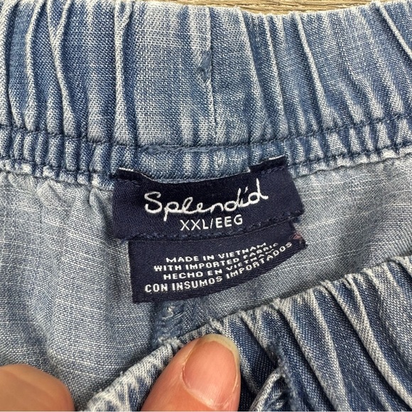 Splendid Angie Indigo Pants Womens Size XXL Chambray Wide Leg Pull On Tie Waist - Picture 5 of 9